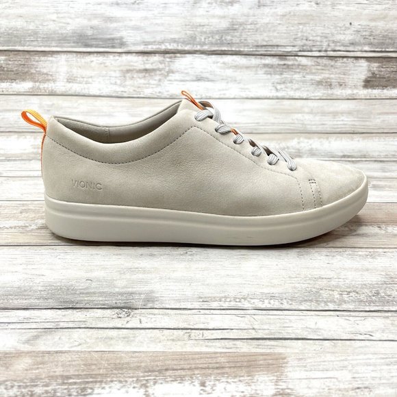 Vionic Shoes - Vionic SAMPLE MISMATCHED Womens 7M US Gray Orange Soft Leather Comfort Sneakers